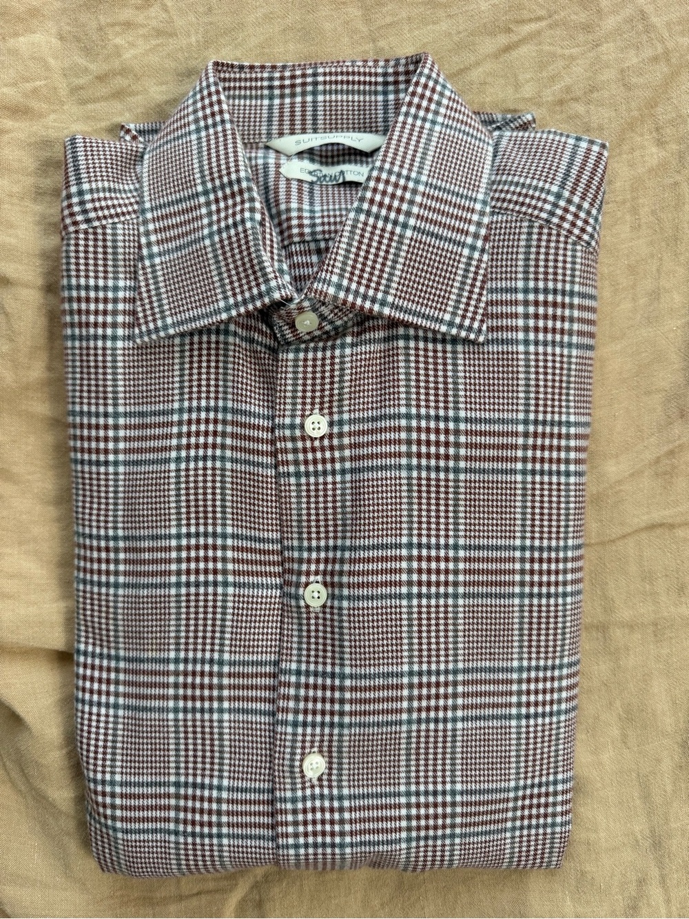 Excellent Condition Suitsupply Egyptian Cotton Plaid Dress Shirt 14.5/37
